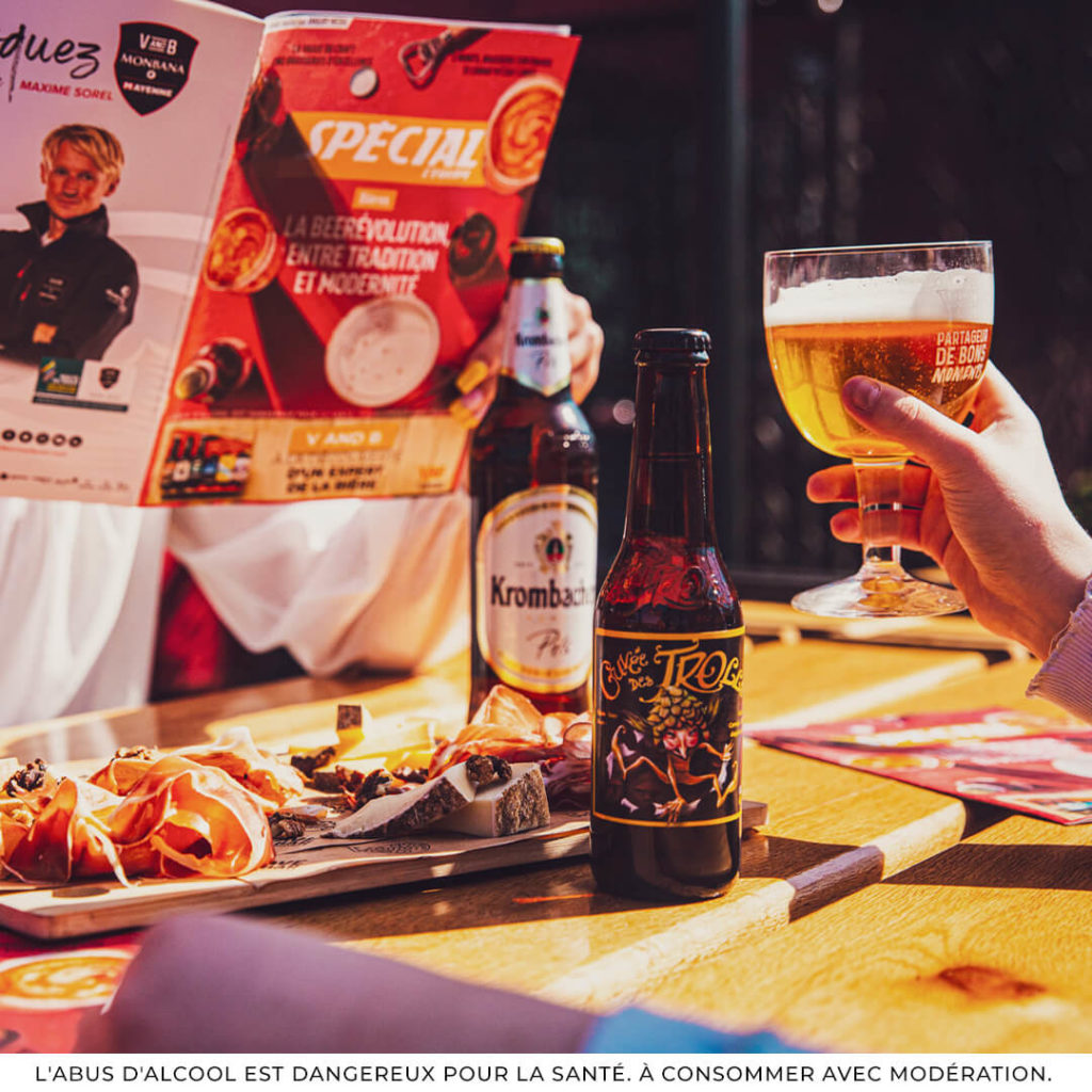 Apéro V and B bières allemande et bière belge Krombacher et Cuvée des Trolls