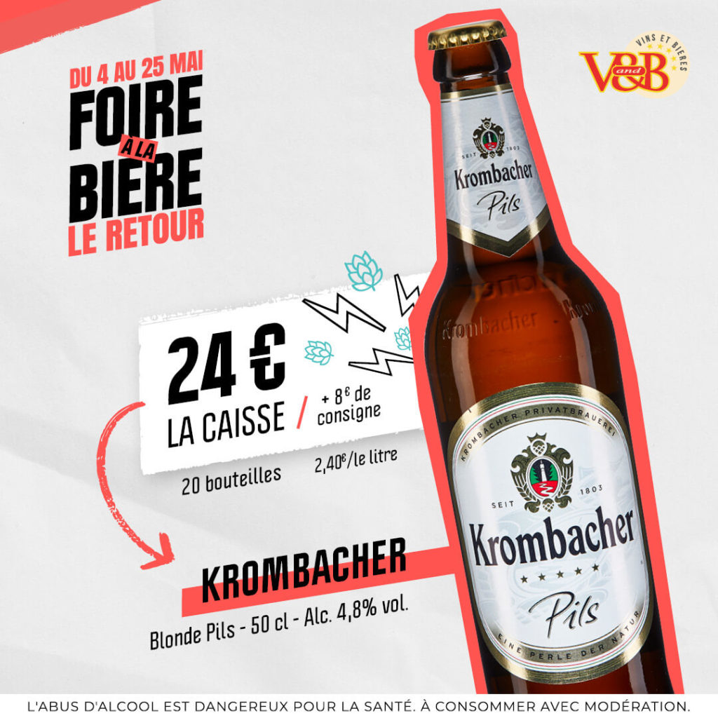 Bière blonde allemande en promotion Krombacher