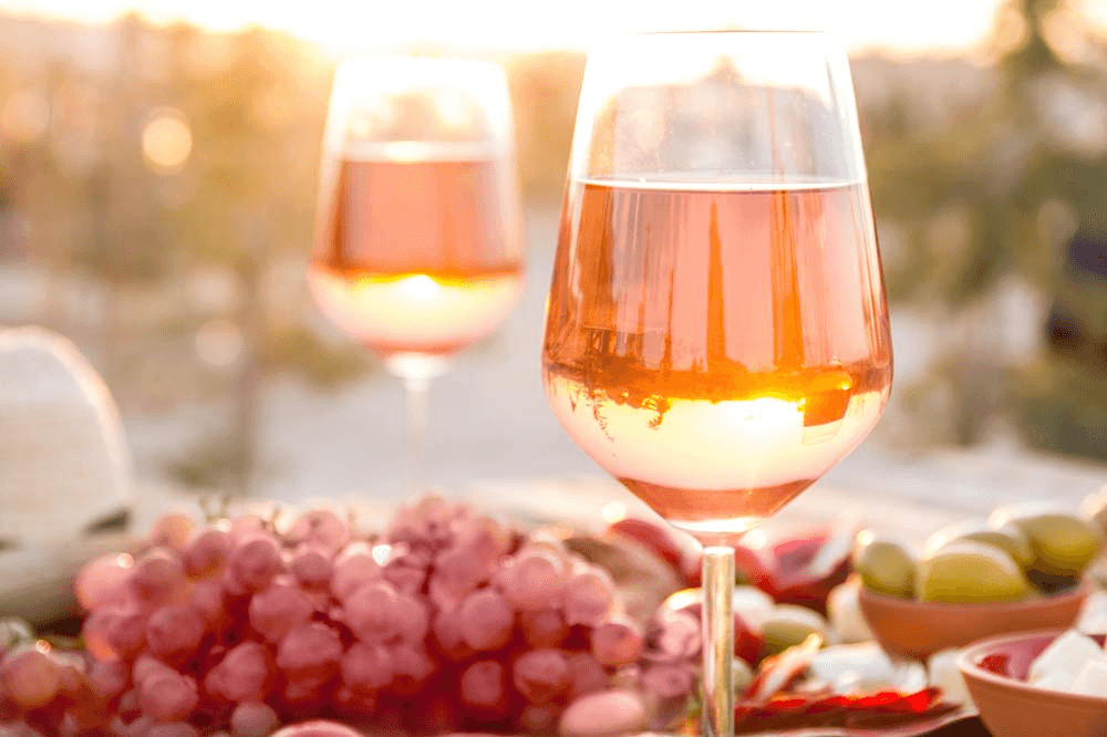 Vin rosé et raisin