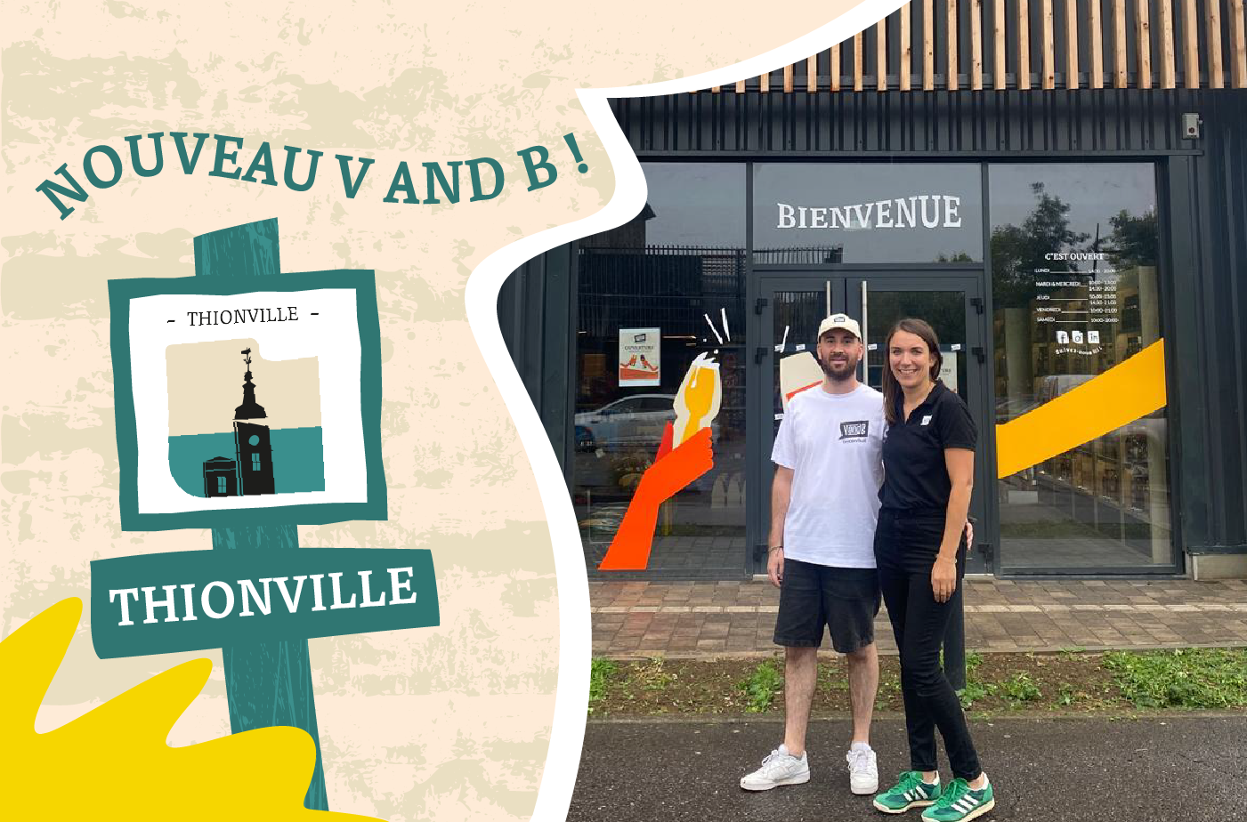 Couverture de l'article sur l'ouverture du V and B Thionville avec Héloïse et François